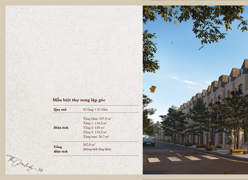 Mẫu biệt thự song lập góc The Melody Village